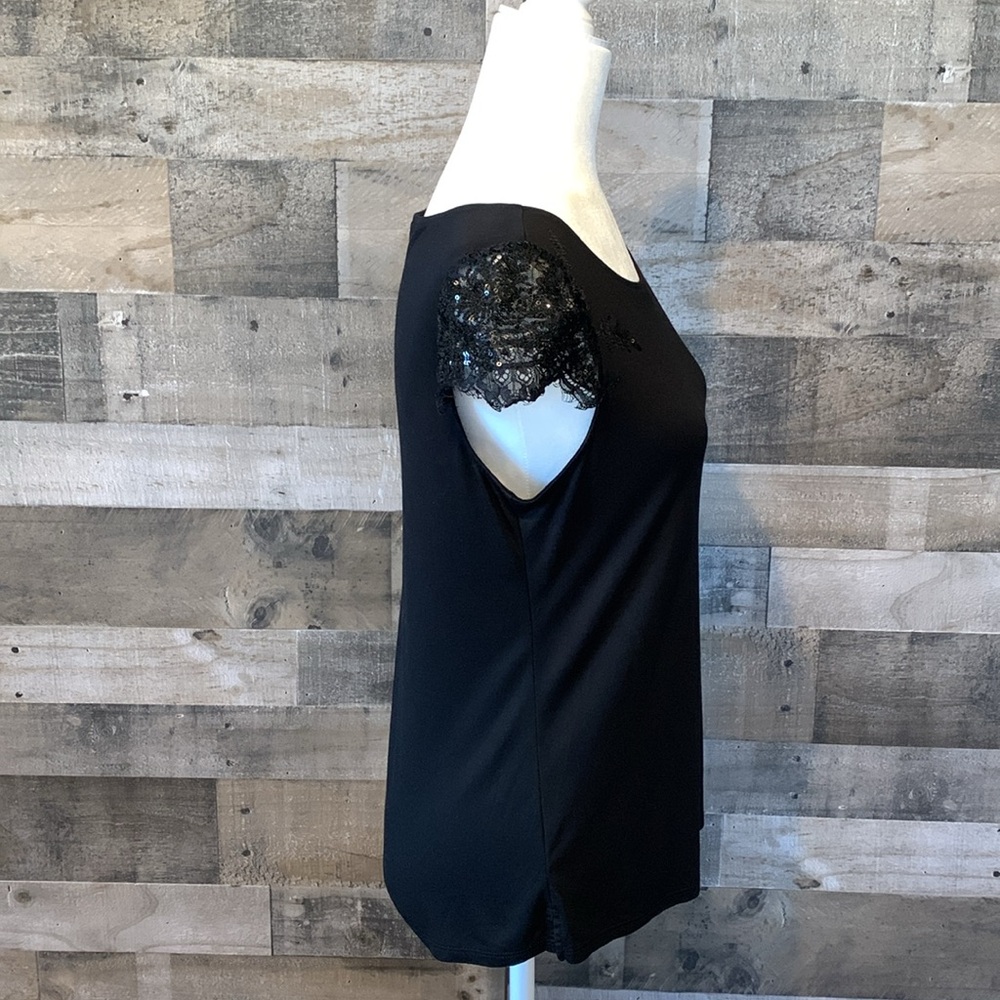 White House Black Market top with sequined cap sleeves - Picture 3 of 16